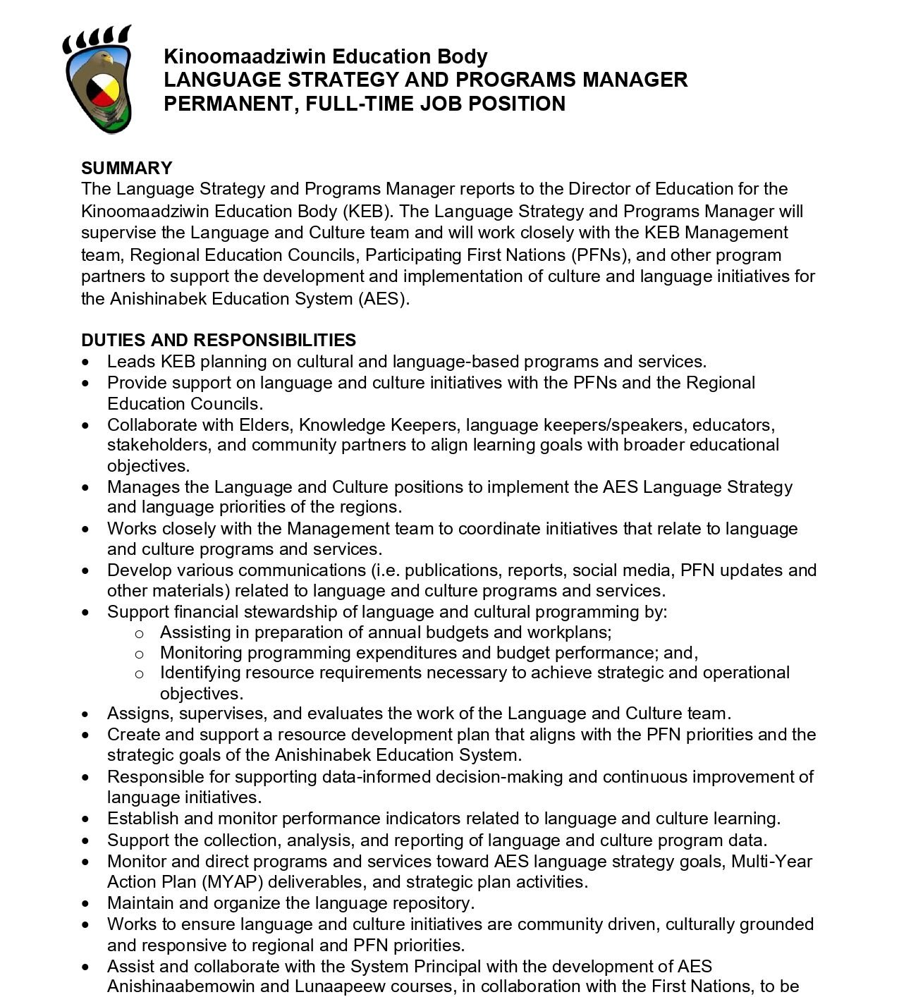 Language Strategy And Programs Manager 1