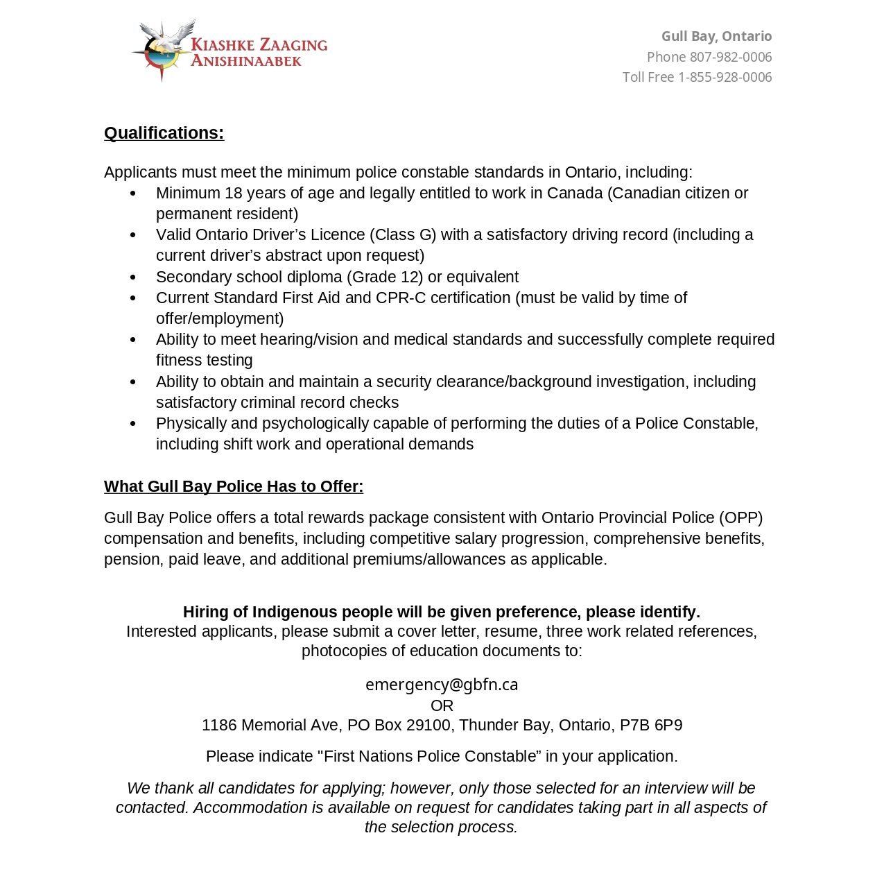 First Nations Police Constable (Recruit/Experienced Officer) 2