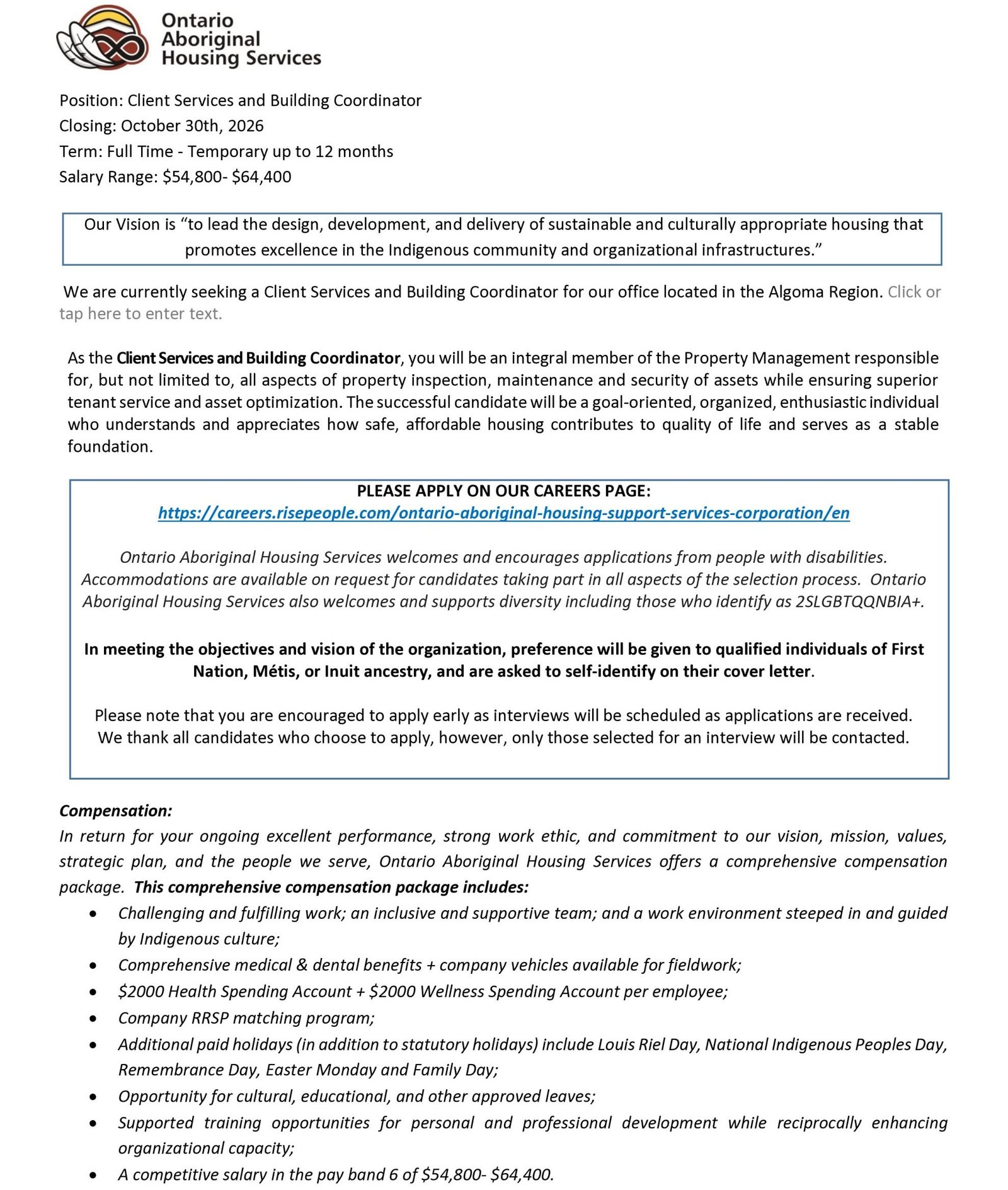 Client Services and Building Coordinator 1