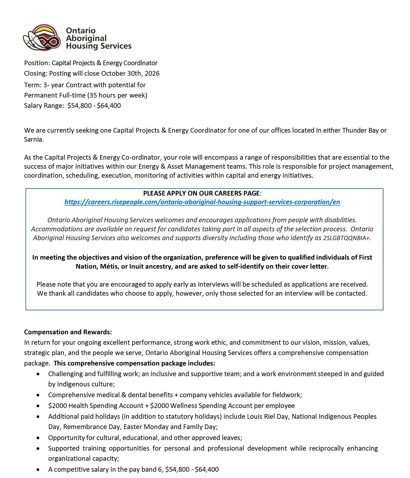 Capital Projects & Energy Coordinator
